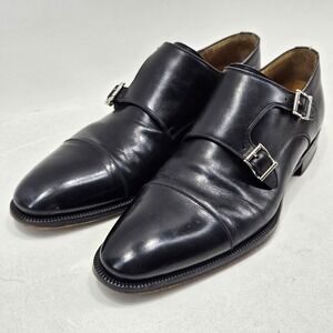 Magnanni Double Monk Strap Mens 10 M Black Leather Cap Toe Dress Shoes 11326